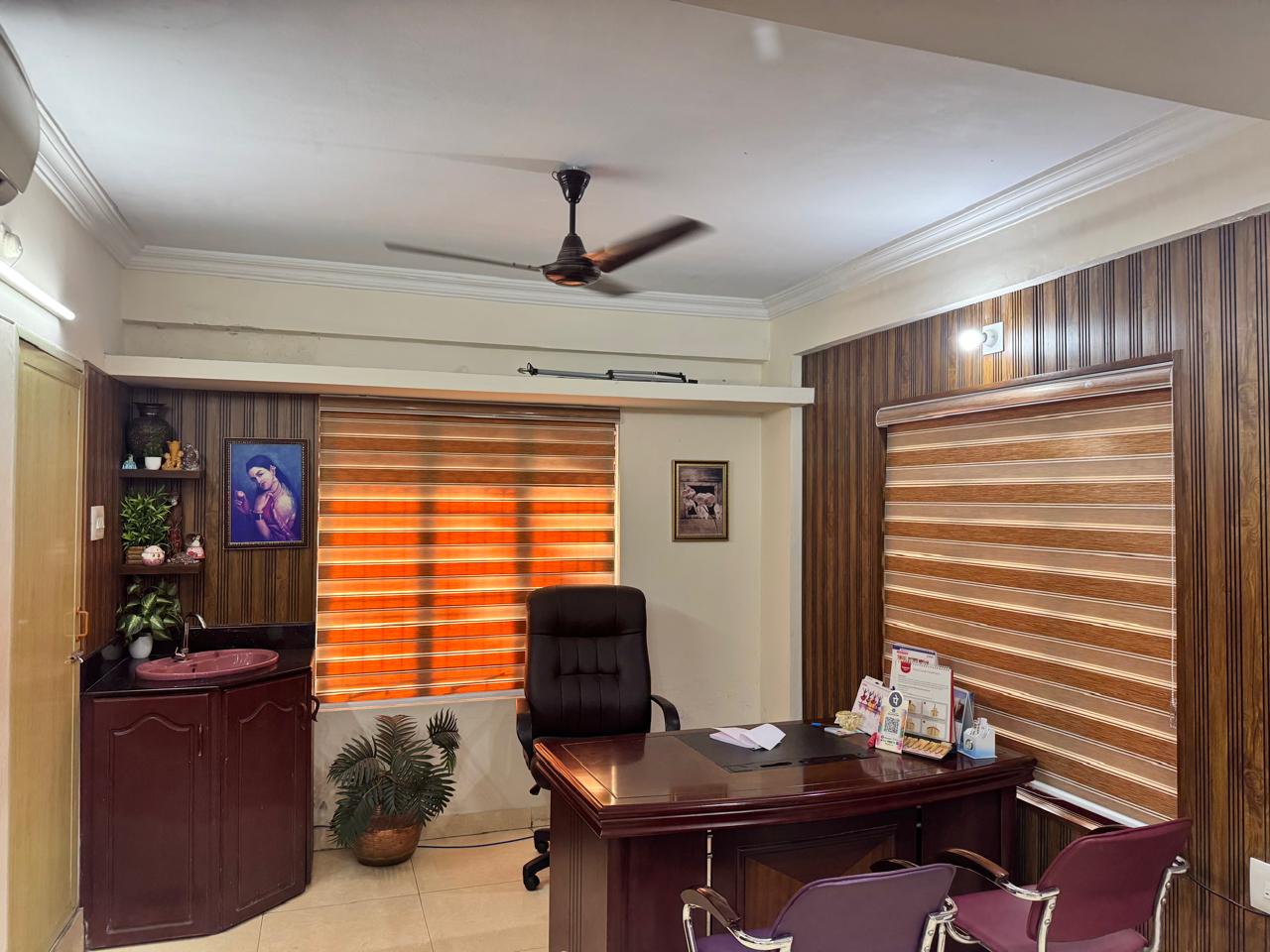 Consultation room with warm wooden interiors